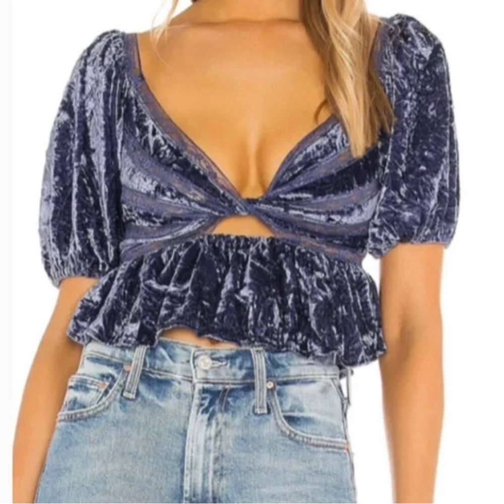 Free People Yours Truly velvet top in Wild Moon